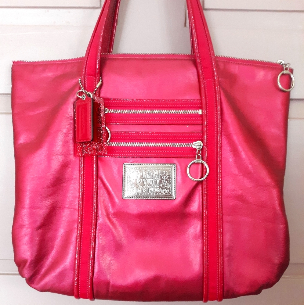 COACH POPPY GLAM FUCHSIA SHOULDER TOTE